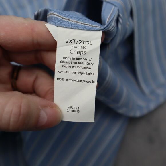 Chaps Shirt Mens 2XT Blue White Stripe Button Down Long Sleeve - Picture 9 of 16